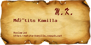 Mátits Kamilla névjegykártya